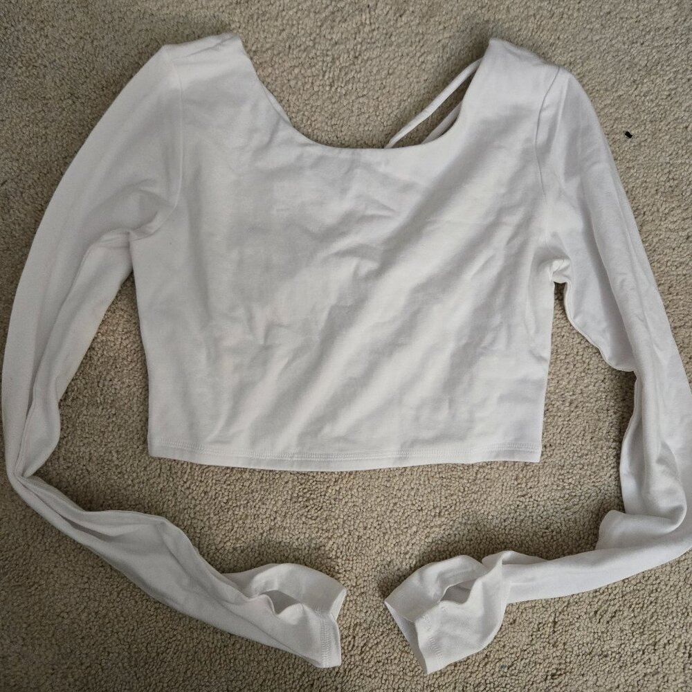 Cotton long sleeve crop top L